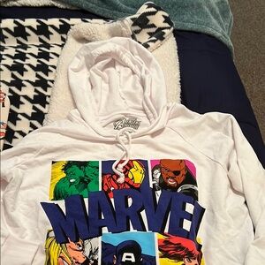 Marvel White Hoodie with Colorful Character Panels